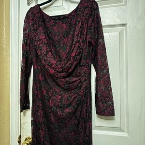 Elegant Black and Red Lace Dress